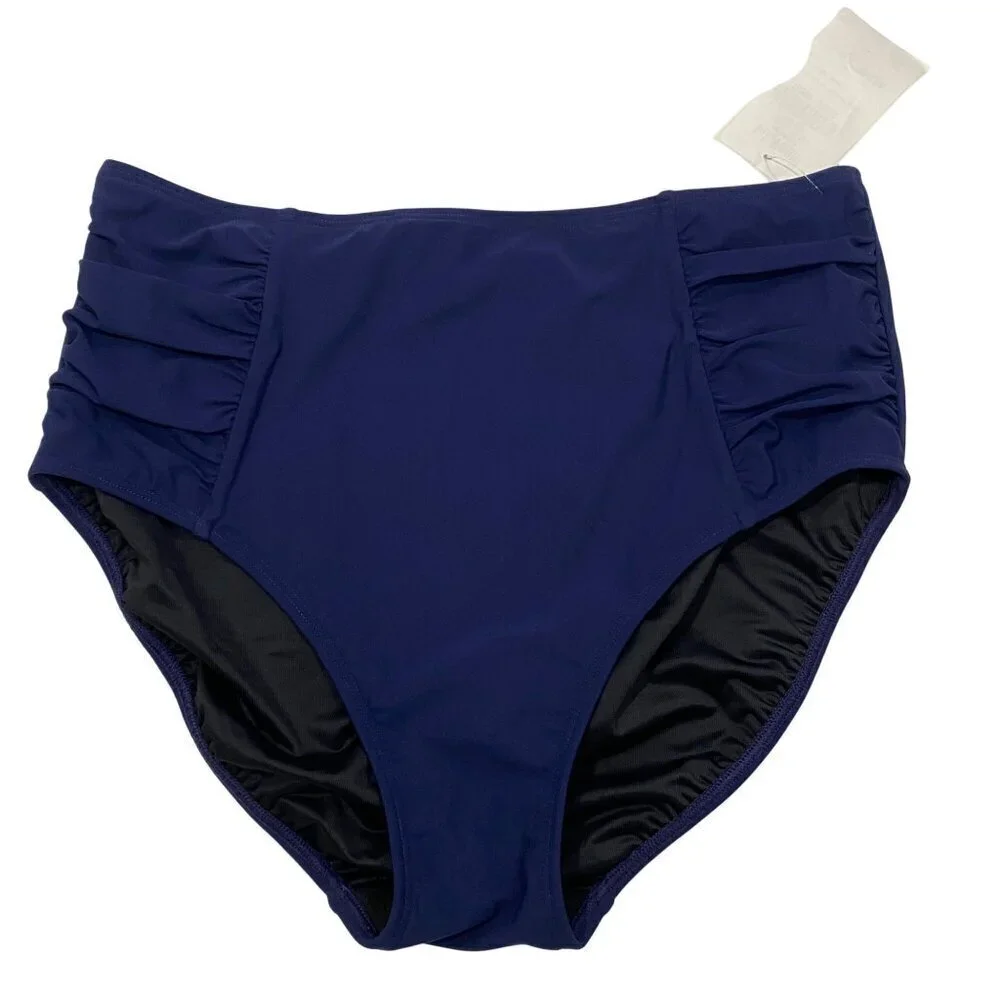 L.L.Bean Women's Shaping Swimwear High-Waist Brief Navy blue women’s 14R modest